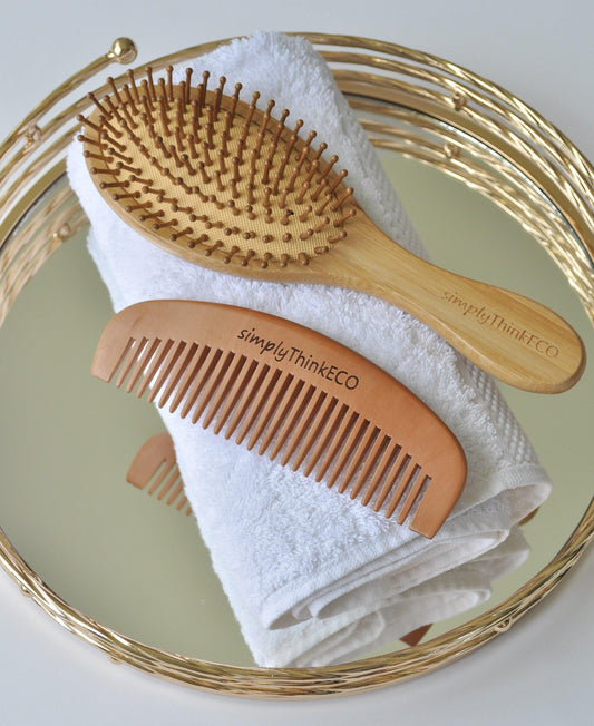 Bamboo Hair  Brush with Comb | Healthy Hair Eco-Friendly Bamboo Brush | Massage - simplyThinkECO