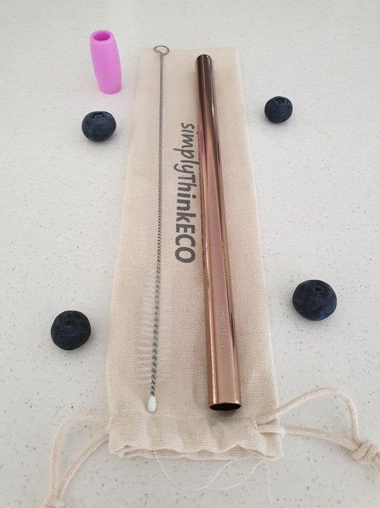 Stainless Steel Straw - SMOOTHIE - ROSE GOLD - simplyThinkECO